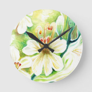 Moringa flowers round clock