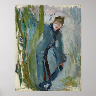 Morisot - Young Girl Putting Back Her Skate 1893 Poster