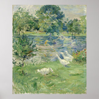 Morisot's Girl in a Boat with Geese Poster