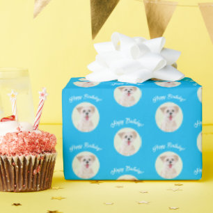 Morkie Blue Wrapping Paper Round Images