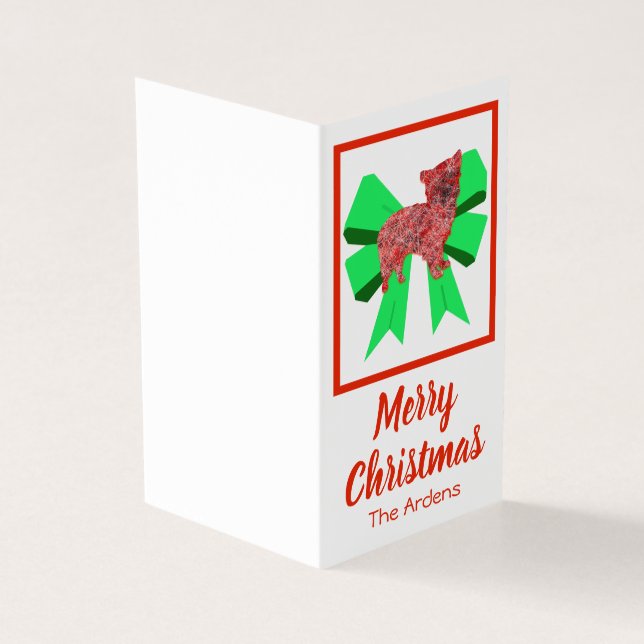 Morkie Christmas Dog & Green Bow Gift Tag (Outside)