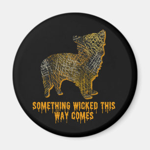 Morkie Designer Dog Silhouette Fun Halloween Magnet