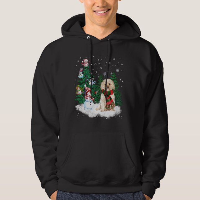 Morkie Dog Christmas Snowman Xmas Tree Pajama Hoodie (Front)