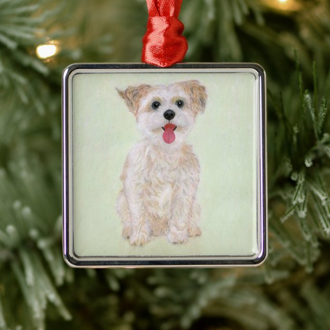 Morkie Dog Premium Square Ornament (Tree)