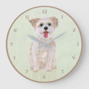 Morkie Dog Round Acrylic Wall Clock With Digits