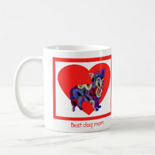 Morkie Dog Silhouette Valentines Day Red Heart Coffee Mug