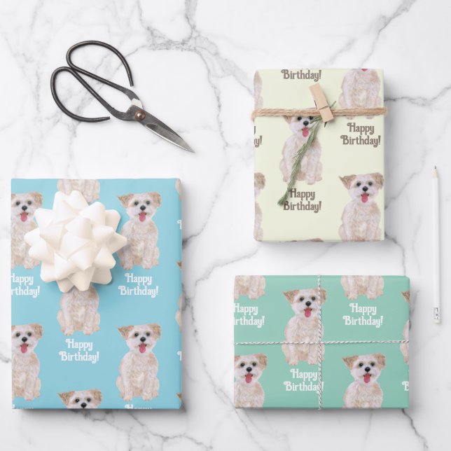 Morkie Dog Wrapping Paper Sheets Personalise (Front)