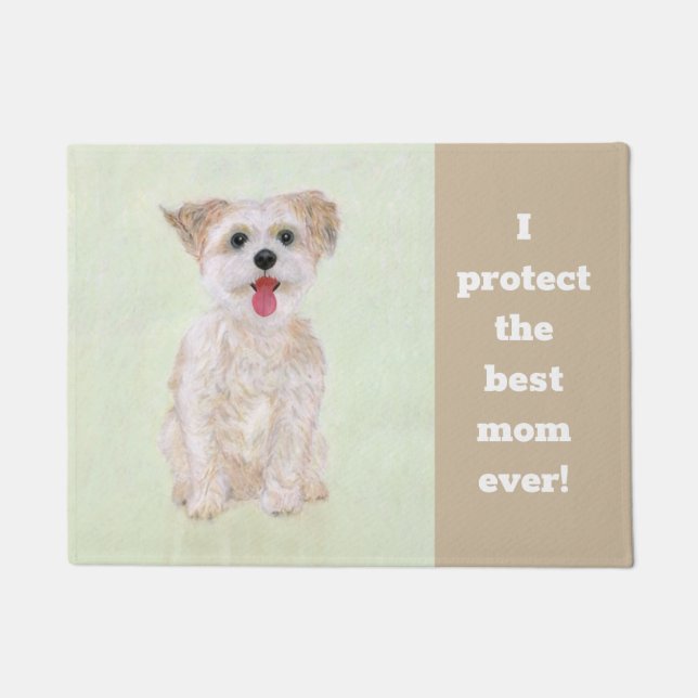 Morkie Funny Guard Dog Large Doormat (Front)