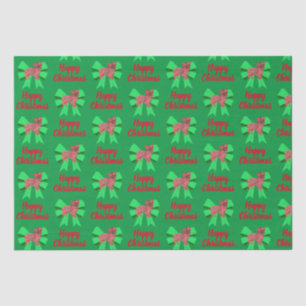 Morkie Green Christmas Silhouette Dog & Green Bow Tissue Paper