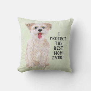 Morkie Guard Dog Small Throw Pillow