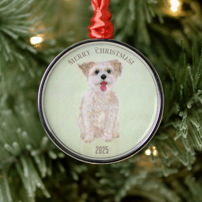 Morkie Premium Round Ornament (Tree)