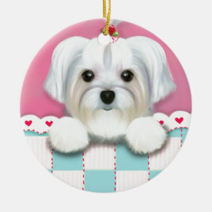MORKIE SHELLY CERAMIC TREE DECORATION