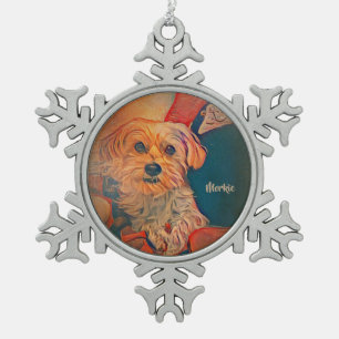 Morkie Snowflake Christmas Ornament