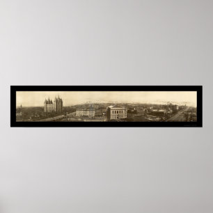 Mormon Temple Birdseye Photo 1910 Poster