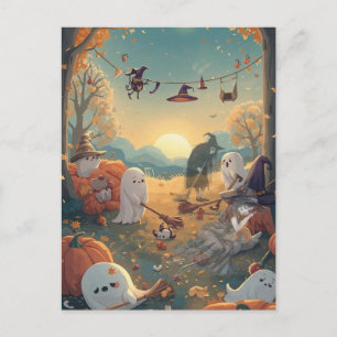 Morning After Halloween - A Ghostly Clean-Up Tale Postcard