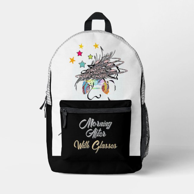 Morning After With Glasses Fun  Printed Backpack (Front)