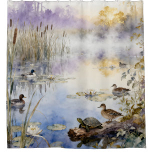 Morning at the Pond Shower Curtain