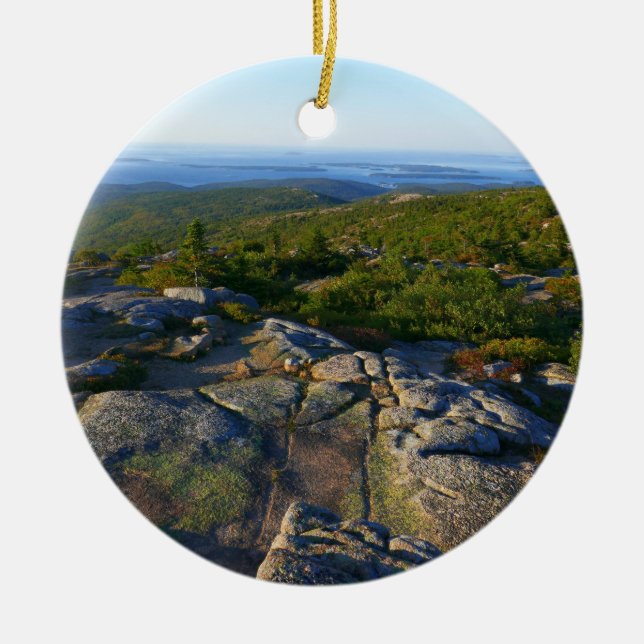 Morning atop Cadillac Mountain at Acadia Ceramic Ornament (Front)
