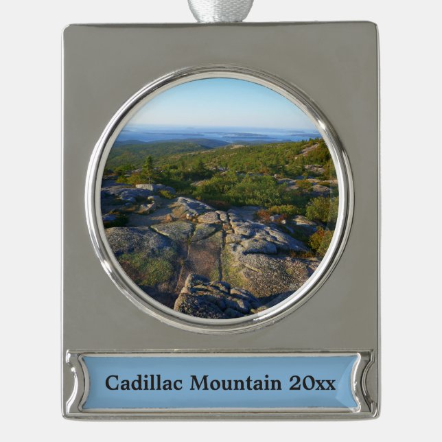 Morning atop Cadillac Mountain at Acadia Silver Plated Banner Ornament (Front)