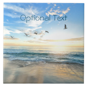 Morning Beach Seagulls Ceramic Tile