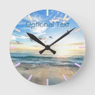 Morning Beach Seagulls Round Clock