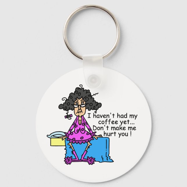 Morning Before Coffee Humour Key Ring (Front)