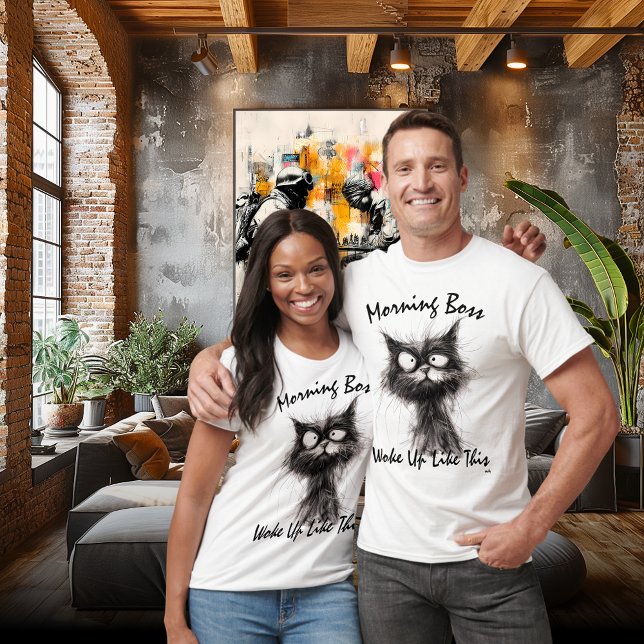 Morning Boss Funny Cat T-Shirt - Woke Up Like This (Creator Uploaded)