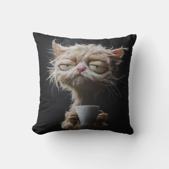 Morning Brew Bliss - Cat Cushion (Front)
