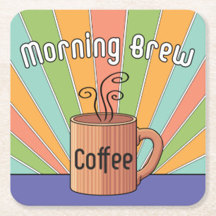 Morning Brew Coffee   Square Paper Coaster