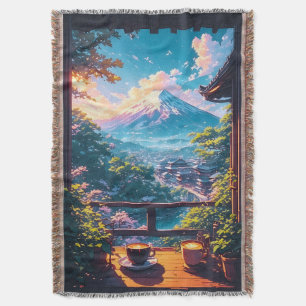 Morning Calm over Fuji Throw Blanket