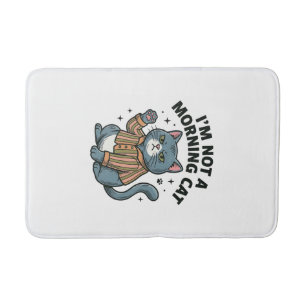 Morning Cat Vintage Engraving Funny Cat T-Shirt De Bath Mat