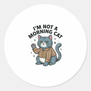 Morning Cat Vintage Engraving Funny Cat T-Shirt De Classic Round Sticker