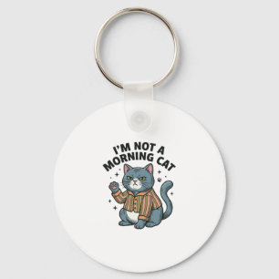 Morning Cat Vintage Engraving Funny Cat T-Shirt De Key Ring