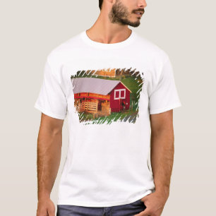 Morning chores on the farm. USA, Vermont, T-Shirt