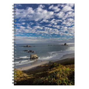 Morning clouds and fog at the beach notebook