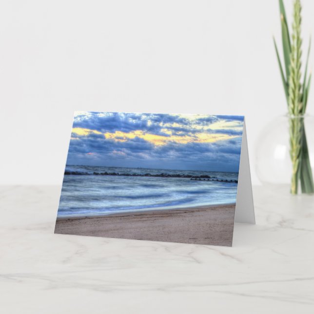 Morning Clouds at Beach Greeting Card (Front)