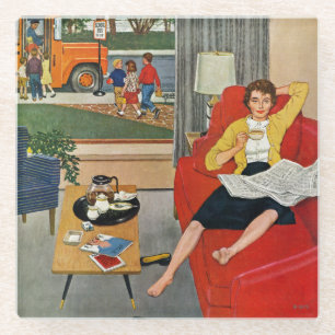 Morning Coffee Break Glass Coaster