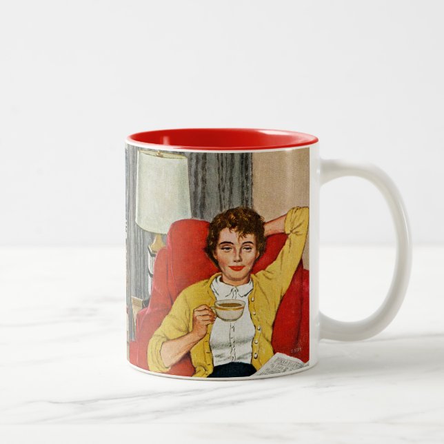 Morning Coffee Break Two-Tone Coffee Mug (Right)