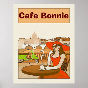 Morning Coffee Cafe Vintage Lady Posters
