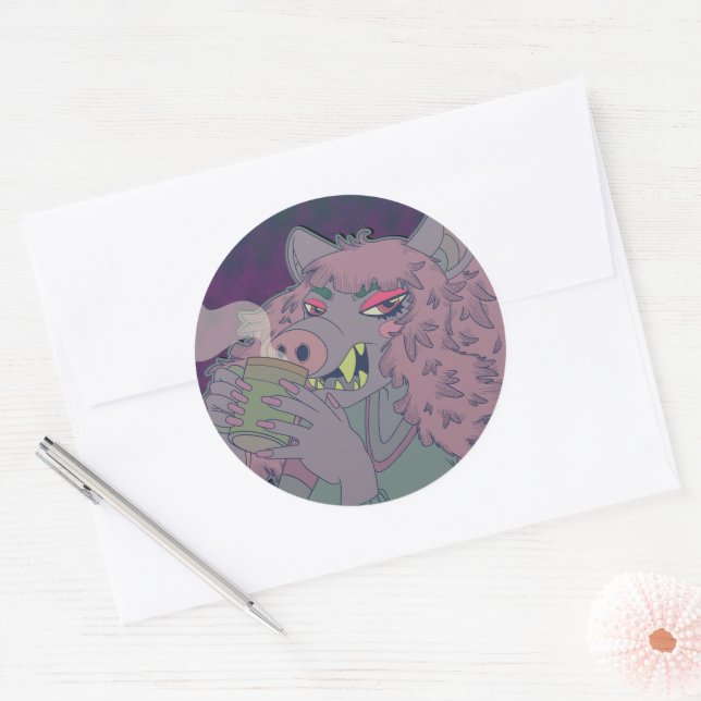 Morning Coffee Classic Round Sticker (Envelope)