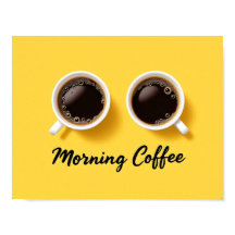 Morning Coffee Cups Top View Yellow Minimalist