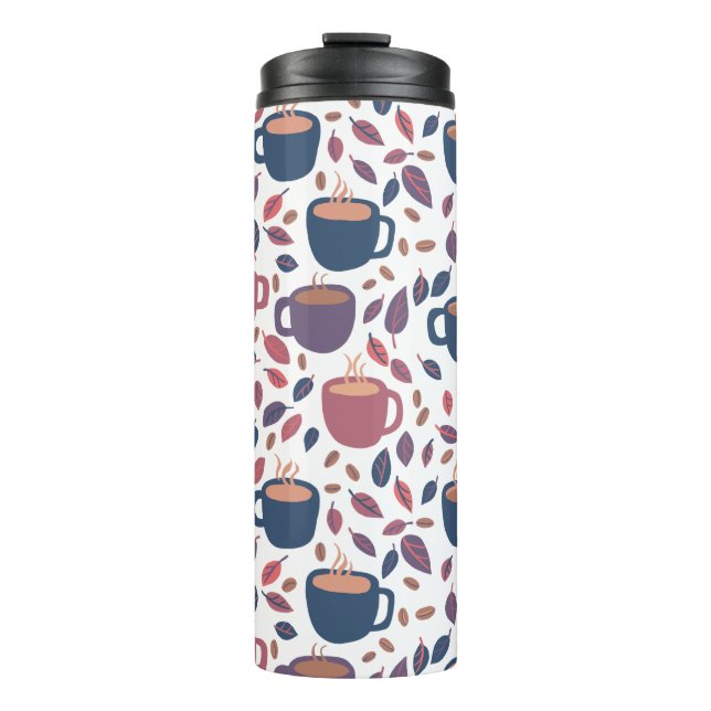 Morning Coffee Cute Colourful Fun Pattern Thermal Tumbler (Front)
