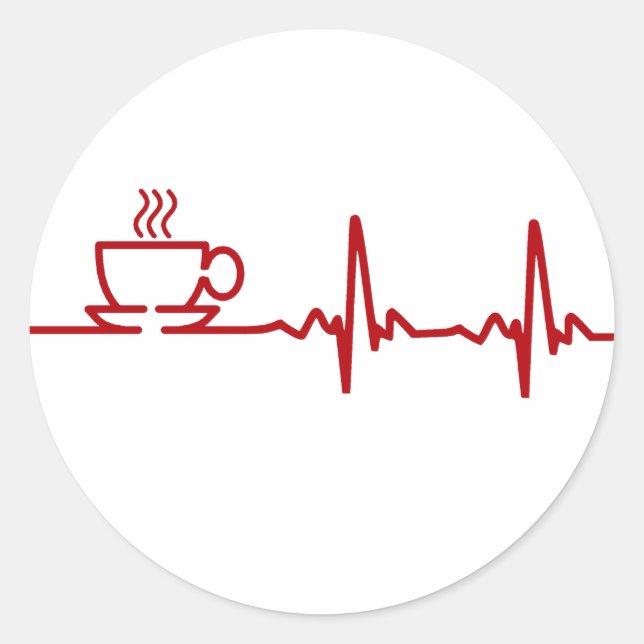 Morning Coffee Heartbeat EKG Classic Round Sticker (Front)