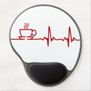 Morning Coffee Heartbeat EKG Gel Mouse Pad
