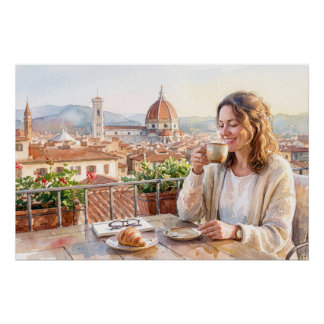 Morning Coffee in Florence Poster