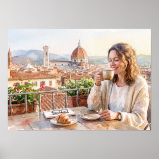 Morning Coffee in Florence Poster