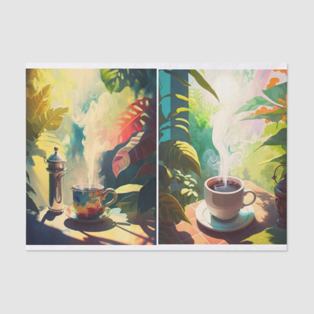 Morning Coffee in Paradise, Tropical Java  Tissue Paper (Front)