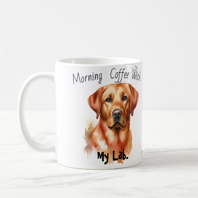 Morning  Coffee with My Lab. Modern Mug (Left)
