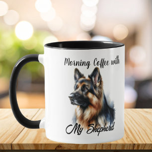 Morning Coffee With My Shepherd Modern Mug