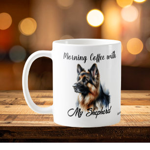 Morning Coffee With My Shepherd Modern Mug